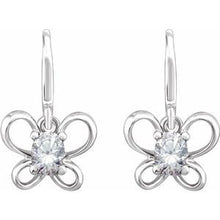 Charger l&#39;image dans la galerie, Sterling Silver 4x3 mm Oval April Youth Butterfly Birthstone Earrings
