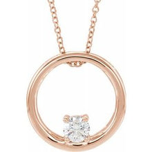Load image into Gallery viewer, 14K Rose 5/8 CT Lab-Grown Diamond Circle 16-18&quot; Necklace
