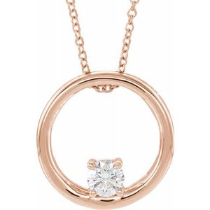 14K Rose 5/8 CT Lab-Grown Diamond Circle 16-18" Necklace