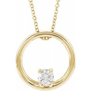 14K Yellow 1 CT Lab-Grown Diamond Circle 16-18" Necklace
