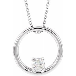 14K White 5/8 CT Lab-Grown Diamond Circle 16-18" Necklace