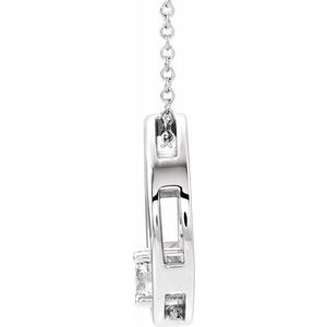 14K White 5/8 CT Lab-Grown Diamond Circle 16-18" Necklace