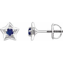 Load image into Gallery viewer, Sterling Silver 3 mm Round September Youth Star Birthstone Earrings
