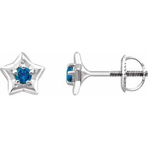 Sterling Silver 3 mm Round December Youth Star Birthstone Earrings