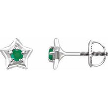 Charger l&#39;image dans la galerie, Sterling Silver 3 mm Round May Youth Star Birthstone Earrings
