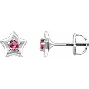 Sterling Silver 3 mm Round October Youth Star Birthstone Earrings