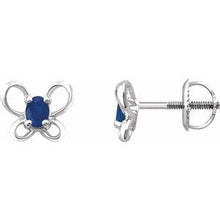 Load image into Gallery viewer, Sterling Silver 4x3 mm Oval September Youth Butterfly Birthstone Earrings
