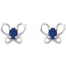 Load image into Gallery viewer, Sterling Silver 4x3 mm Oval September Youth Butterfly Birthstone Earrings
