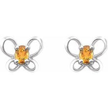 Load image into Gallery viewer, Sterling Silver 4x3 mm Oval November Youth Butterfly Birthstone Earrings

