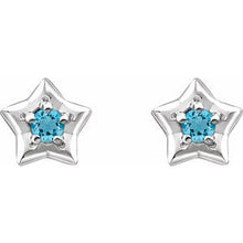 Charger l&#39;image dans la galerie, Sterling Silver 3 mm Round March Youth Star Birthstone Earrings
