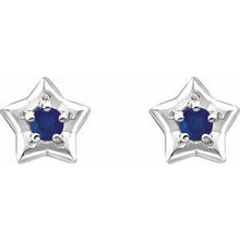 Load image into Gallery viewer, Sterling Silver 3 mm Round September Youth Star Birthstone Earrings
