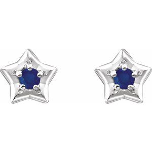 Sterling Silver 3 mm Round September Youth Star Birthstone Earrings