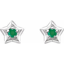 Charger l&#39;image dans la galerie, Sterling Silver 3 mm Round May Youth Star Birthstone Earrings
