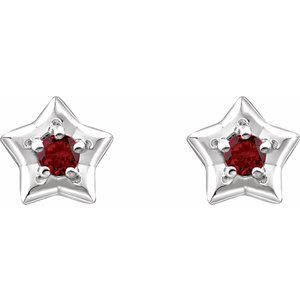 Sterling Silver 3 mm Round January Youth Star Birthstone Earrings