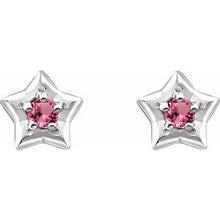 Load image into Gallery viewer, Sterling Silver 3 mm Round October Youth Star Birthstone Earrings
