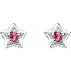 Sterling Silver 3 mm Round October Youth Star Birthstone Earrings