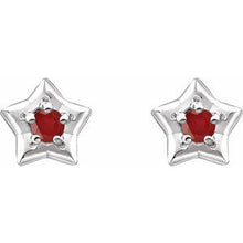Load image into Gallery viewer, Sterling Silver 3 mm Round July Youth Star Birthstone Earrings
