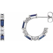 Load image into Gallery viewer, Platinum Blue Sapphire &amp; 1/2 CTW Diamond Earrings
