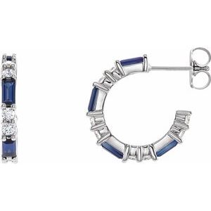Platinum Blue Sapphire & 1/2 CTW Diamond Earrings