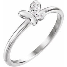 Charger l'image dans la galerie, Sterling Silver .02 CTW Diamond Butterfly Youth Ring
