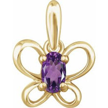 Load image into Gallery viewer, 14K Yellow 4x3 mm Oval February Youth Butterfly Birthstone Pendant
