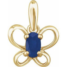 Load image into Gallery viewer, 14K Yellow 4x3 mm Oval September Youth Butterfly Birthstone Pendant
