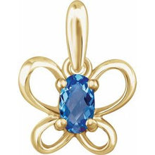 Load image into Gallery viewer, 14K Yellow 4x3 mm Oval December Youth Butterfly Birthstone Pendant
