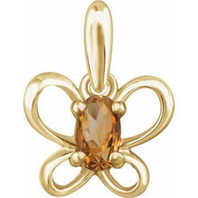 Load image into Gallery viewer, 14K Yellow 4x3 mm Oval November Youth Butterfly Birthstone Pendant

