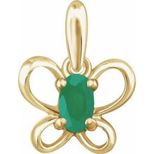 Load image into Gallery viewer, 14K Yellow 4x3 mm Oval May Youth Butterfly Birthstone Pendant
