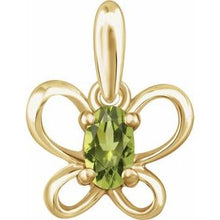Load image into Gallery viewer, 14K Yellow 4x3 mm Oval August Youth Butterfly Birthstone Pendant

