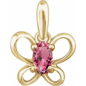 14K Yellow 4x3 mm Oval October Youth Butterfly Birthstone Pendant