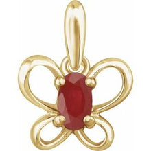 Load image into Gallery viewer, 14K Yellow 4x3 mm Oval July Youth Butterfly Birthstone Pendant
