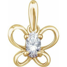 Load image into Gallery viewer, 14K Yellow 4x3 mm Oval April Youth Butterfly Birthstone Pendant
