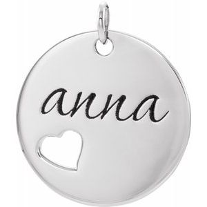Sterling Silver Pierced Heart Engravable Disc Pendant