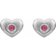 Load image into Gallery viewer, Sterling Silver Pink Tourmaline Heart Earrings
