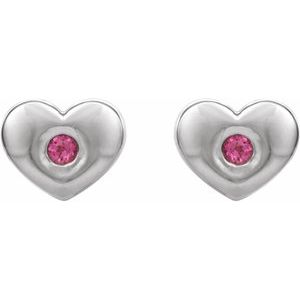 Sterling Silver Pink Tourmaline Heart Earrings