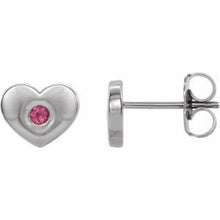 Load image into Gallery viewer, Sterling Silver Pink Tourmaline Heart Earrings
