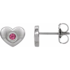 Sterling Silver Pink Tourmaline Heart Earrings
