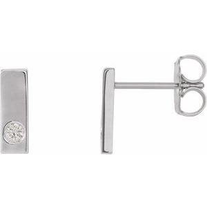 Sterling Silver .06 CTW Diamond Bar Earrings
