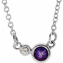Charger l&#39;image dans la galerie, Sterling Silver Amethyst &amp; .03 CTW Diamond 16&quot; Necklace
