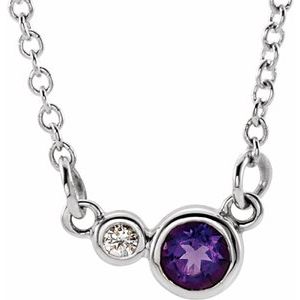 Sterling Silver Amethyst & .03 CTW Diamond 16