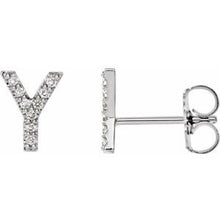 Load image into Gallery viewer, Sterling Silver .04 CTW Diamond Single Initial Y Earring
