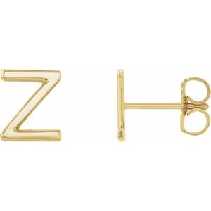 14K Yellow Single Initial Z Earring