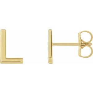 14K Yellow Single Initial L Earring