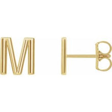 Load image into Gallery viewer, 14K Yellow Single Initial M Earring
