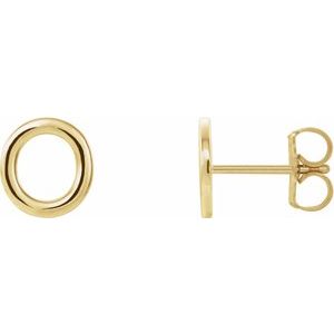 14K Yellow Single Initial O Earring