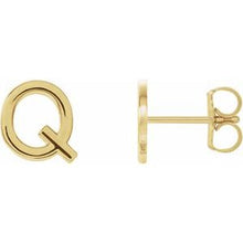 Load image into Gallery viewer, 14K Yellow Single Initial Q Earring
