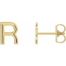 Load image into Gallery viewer, 14K Yellow Single Initial R Earring
