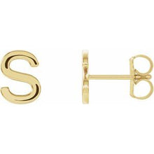 Load image into Gallery viewer, 14K Yellow Single Initial S Earring
