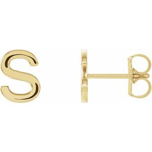 14K Yellow Single Initial S Earring